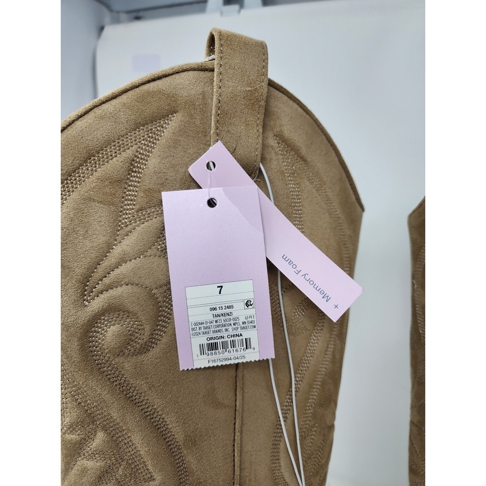 Universal Thread Tan Suede Western Knee-High Heeled Boots - Picture 2 of 13